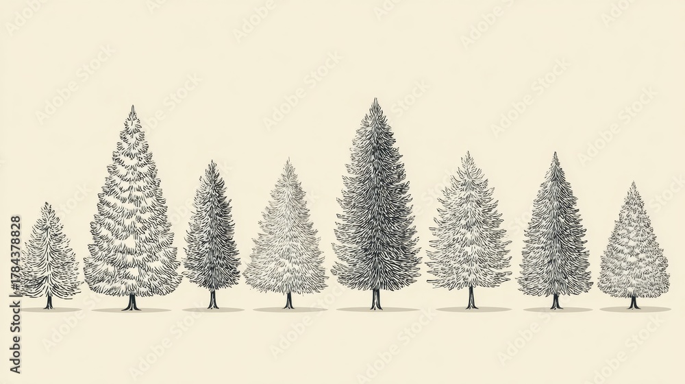 Fototapeta premium christmas tree line art vector style