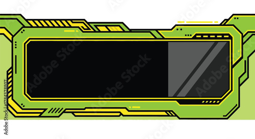 Green neon stream overlay design template for gaming broadcasts