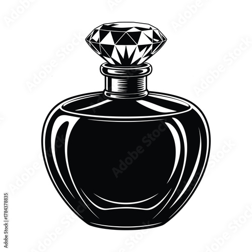 Luxury Perfume Bottle Silhouette with Diamond Cap | Beauty Fragrance Vector
