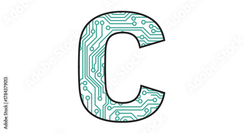 Circuit board letter c vector illustration technology design