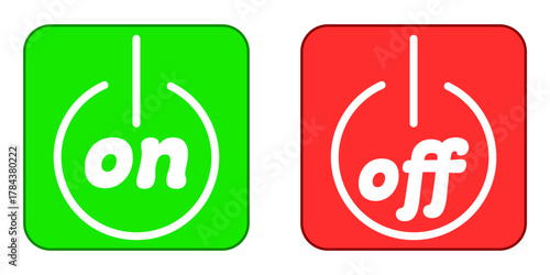 四角形のon/offシンプルアイコン　グリーン・レッド