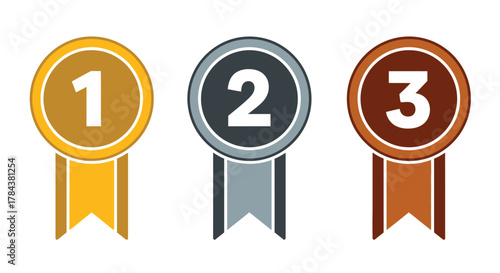 Gold silver bronze medals first second third place achievement