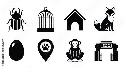 Zoo animal icons vector illustration wildlife animal collection