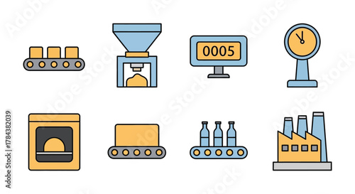 Factory automation process manufacturing line vector illustration
