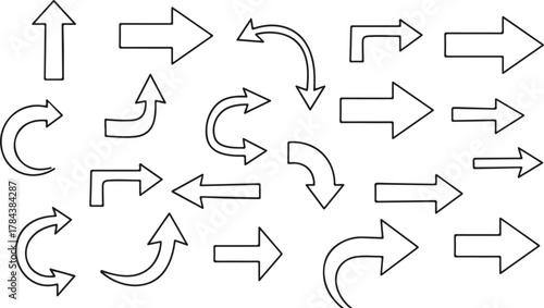 Collection of various arrow shapes, direction signs