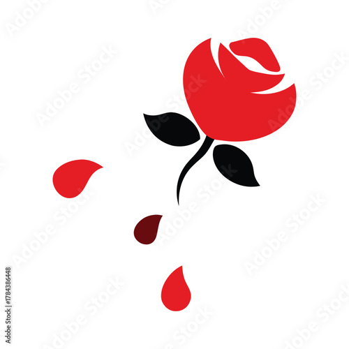 rose petals are falling from the rose vector