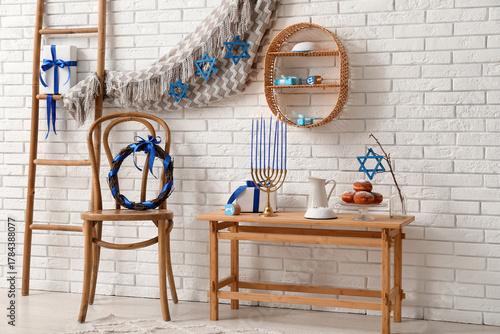 Interior of festive living ...