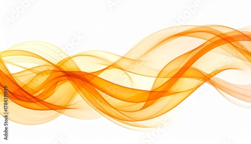 Abstract Orange Wave Background Design - Flowing Smooth Lines and Curves on White