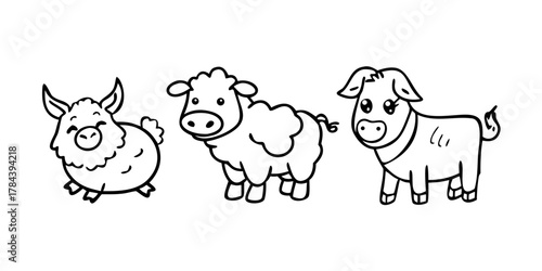 Farm Animals Silhouette Collection White Background 1