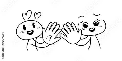 Cute Hugs and High Fives Doodle Icons handshake friendship 1