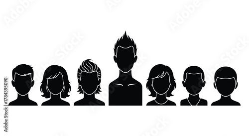 Diverse group of people silhouettes vector illustration design