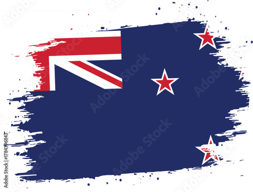 New Zealand Brush Stroke National Flag on Isolated Transparent Background  ,  Artistic Oceanic Paint Design , vector flat design and digital illustration 