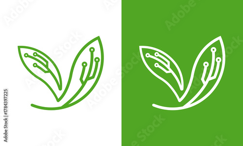 green two leaf technology vec...