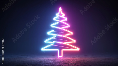 Neon Christmas Tree: A festive neon tree glows against a dark background, its vibrant colors capturing the festive spirit.