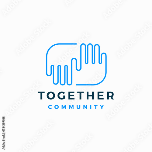 hand hold each other together team work care logo vector icon illustration