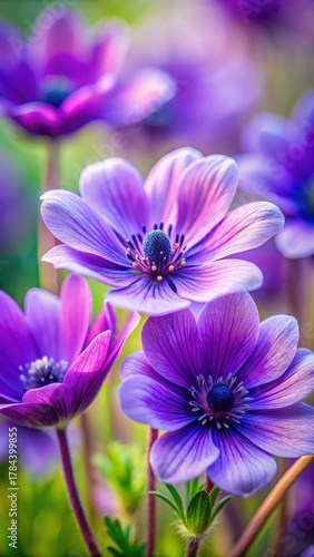 Delicate purple flowers in close-up