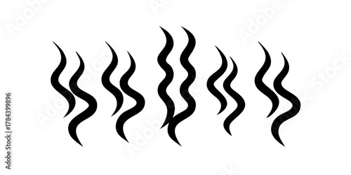 Abstract black smoke wisps with transparent background
