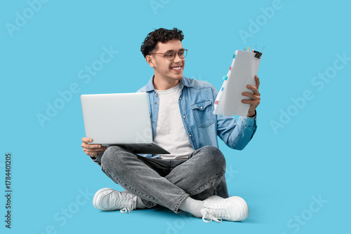 Male screenwriter with scen...