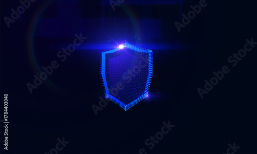Shield icon with a digital finish, symbolizing cybersecurity and data protection. Perfect for corporate presentations, fintech branding, antivirus software, fiintech branding, and secure networks