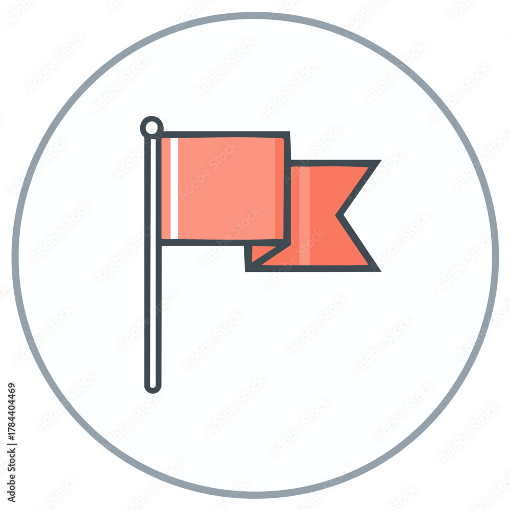 Obraz premium Flag icon for location, goal, destination, or target in vector format, round circle symbol, accomplishment icon
