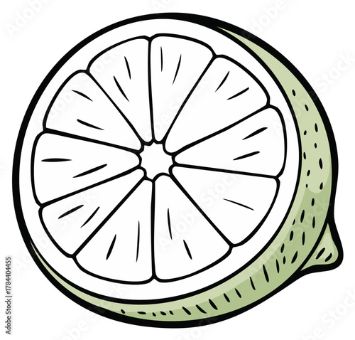 Lime Slice Graphic Freshness Cartoon Cut Citrus Round Fruit