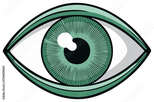 Striking Graphic Eye Icon with Turquoise Iris and Black Pupil, Emphasizing Vision and Ocular Detail for Design Projects