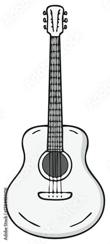 Acoustic Guitar Illustration Black and White Line Art Style Instrument Stringed Music Performance Musicality