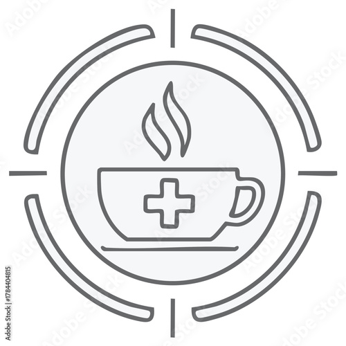 Medical Health Symbol on Hot Coffee Cup Inside Target Icon