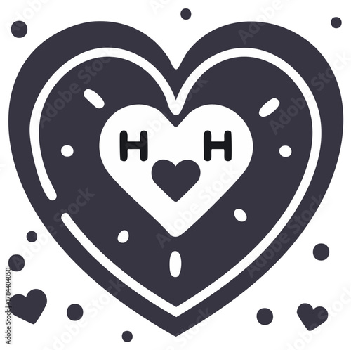 Sweethearts initials decorative icon with heart shape for romance, marriage or Valentines Day card