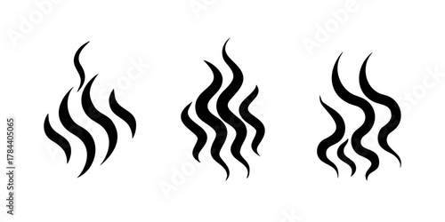 Stylized Wavy Steam Symbols on White Background vapor 1