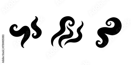 Swirling Black Smoke and Abstract Shapes on White vector
