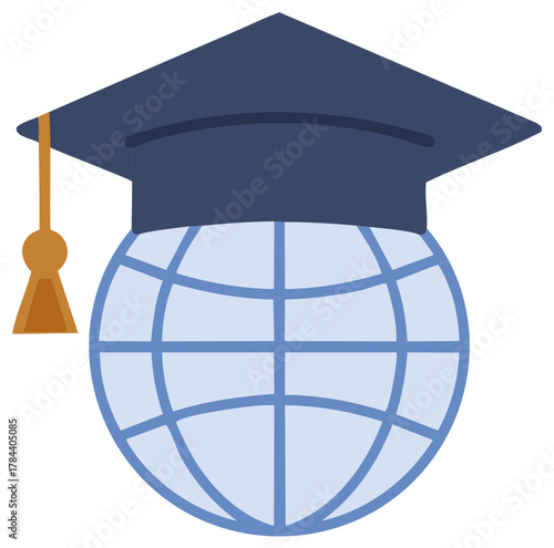 Graduation cap globe world education concept