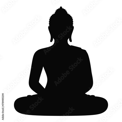 Silhouette of person meditating representing inner peace and enlightenment concept