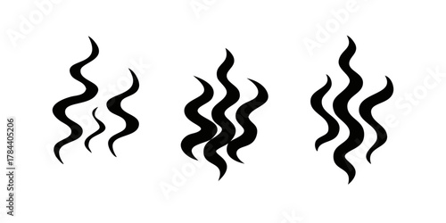 Three wavy black smoke plumes with transparent background