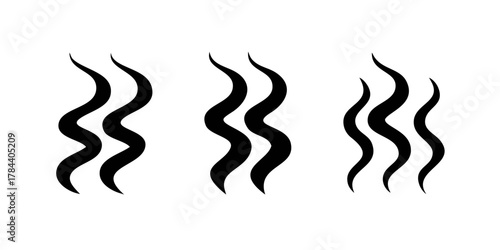 Wavy Steam Cloud Symbols on White Background vapor