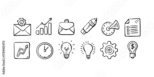 Business office icons with dollar sign and graph vector