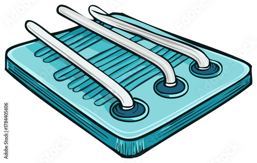 Cool Cartoon Illustration of Hand Grips Exercise on Square Platform