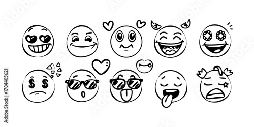 Hand Drawn Doodle Face With Transparent Background