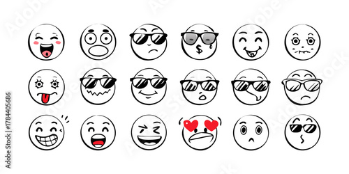 Hand Drawn Emoji Faces Collection expression emotion