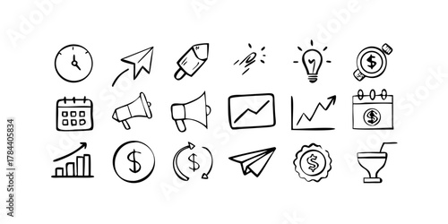 Hand holding lightbulb and business icons idea