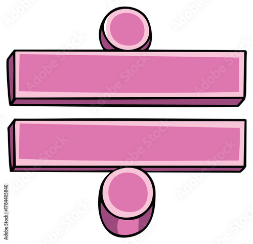 Vibrant pink cartoon style division symbol representing mathematics and calculation