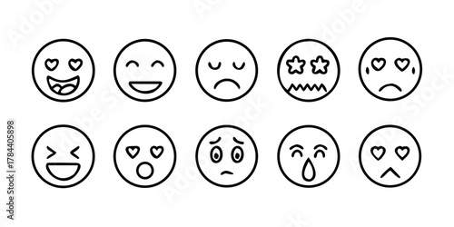 Minimal sketchy emoji icons vector illustration