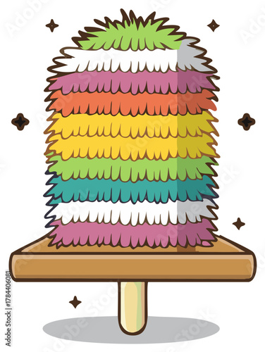 Colorful Pinata Party Decoration with Wooden Stick and Fringes