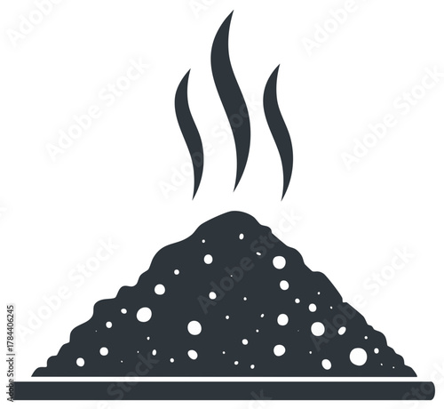 Pile of Hot Coal Ash with Steam Vector Illustration