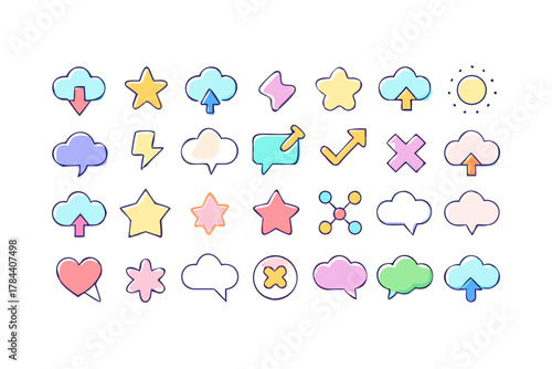 Collection of Hand Drawn Icons with Transparent Background