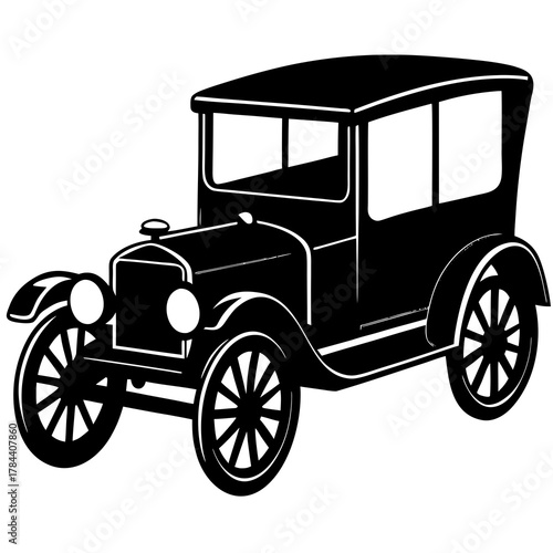 Classic black silhouette of a vintage automobile from the early 20th century