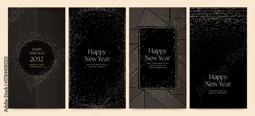 Happy New Year Background Templates for Social Media Posts, NYE Invite, Invitation, Banner & Flyer Layout