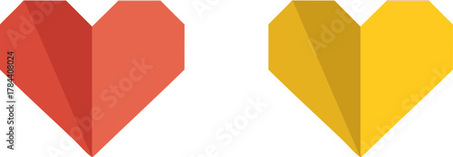 Two Geometric Hearts with Warm Tones - Love, Affection, and Relationships Represented