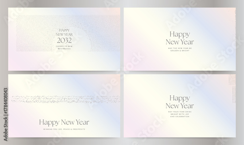 Happy New Year Background Templates for NYE Poster & Flier Layouts, in Luxe Minimalist Abstract Holographic Hues