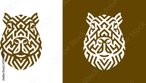 Modern intricate wild boar head illustration featuring geometric lines and abstract patterns for creative animal branding and logo design projects